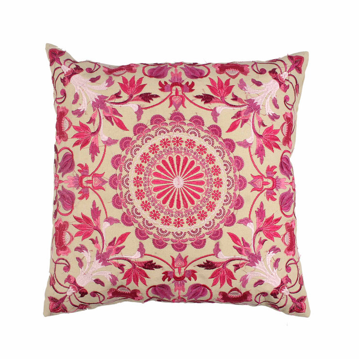 Multicolored Hand-made Cotton Embroidered Cushion Cover