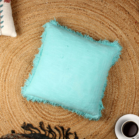 Turquoise Hand-made Pure Cotton Cushion Cover