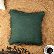 Bottle Green Hand-made Pure Cotton Cushion Cover