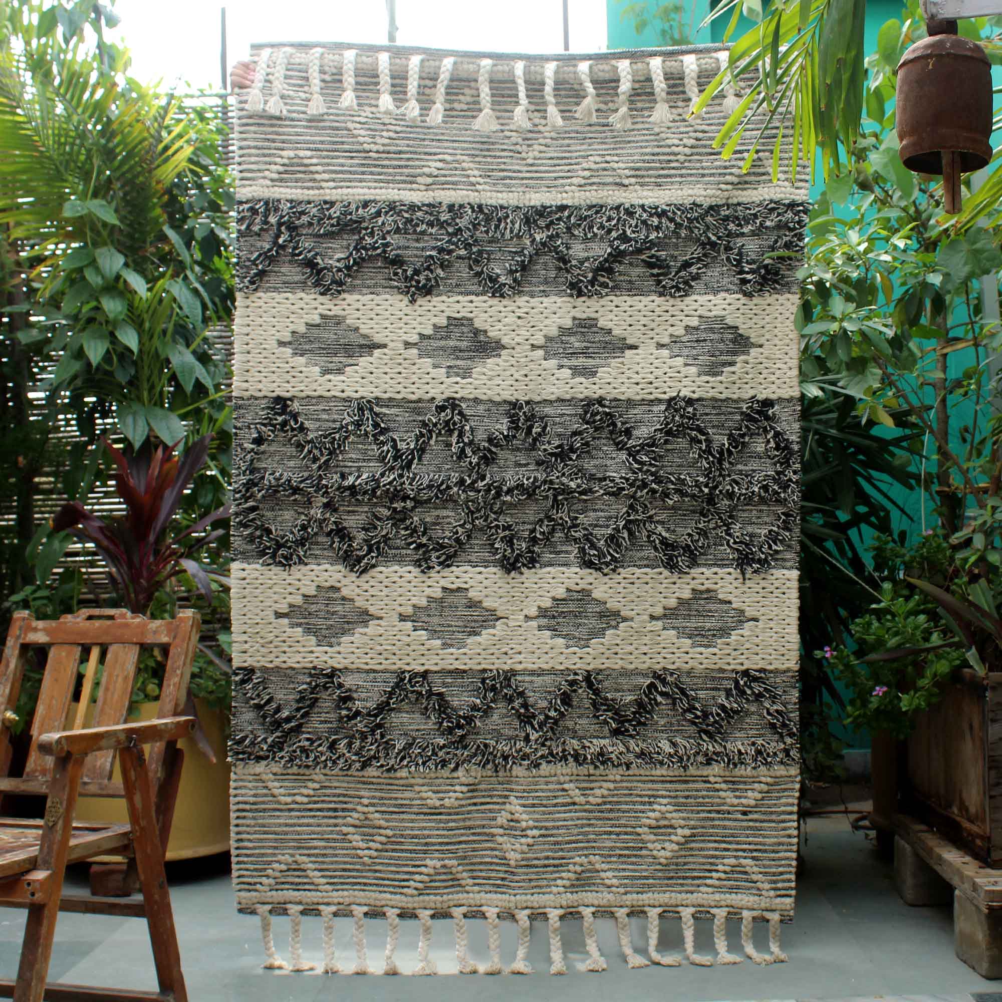 Hand-weaved 100% Cotton Multi-color  Rug