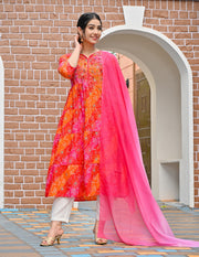 RangDeep Women set Bandhej Tier Dress