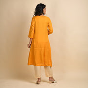 RangDeep Women Rayon Yellow Embroidered Straight Kurti