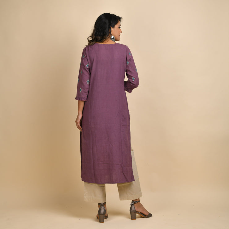 RANGDEEP WOMEN MAUVE EMBROIDERY KURTA