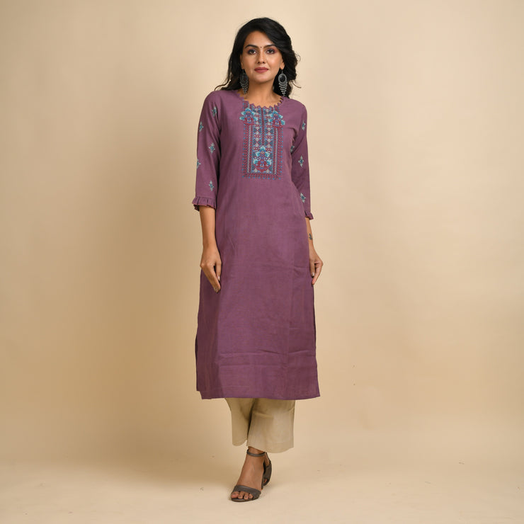 RANGDEEP WOMEN MAUVE EMBROIDERY KURTA