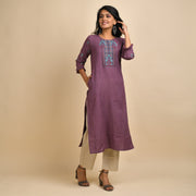 RANGDEEP WOMEN MAUVE EMBROIDERY KURTA