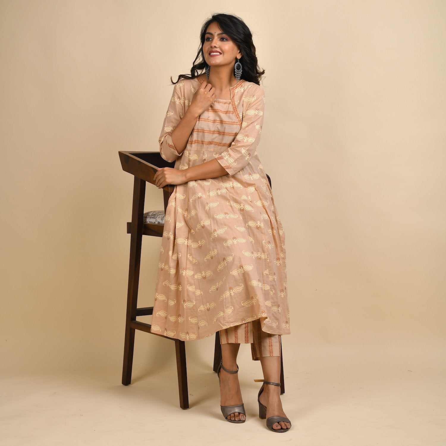 Paisley Printed Anarkali Kurta 