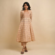 Women Peach & Cream Paisley Printed Pure Cotton Anarkali Kurta Set with Trouser
