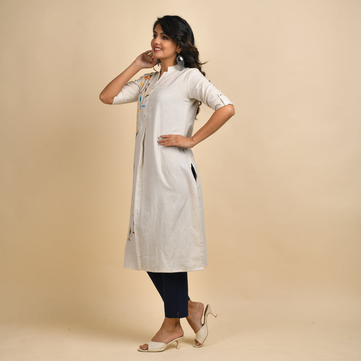 RANGDEEP WOMEN OFF-WHITE EMBROIDERY KURTA