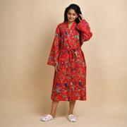 Red Pure Cotton kimono robe