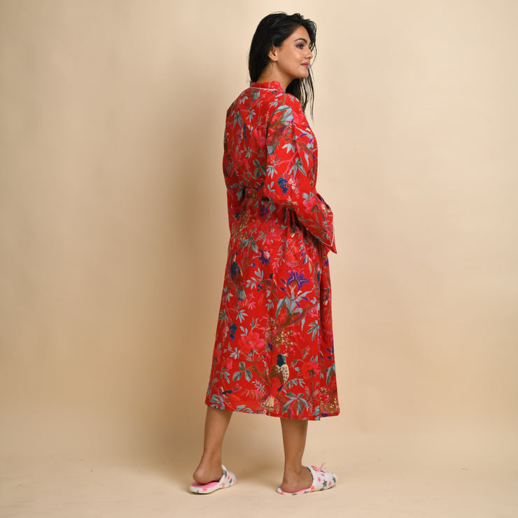 Red Pure Cotton kimono robe