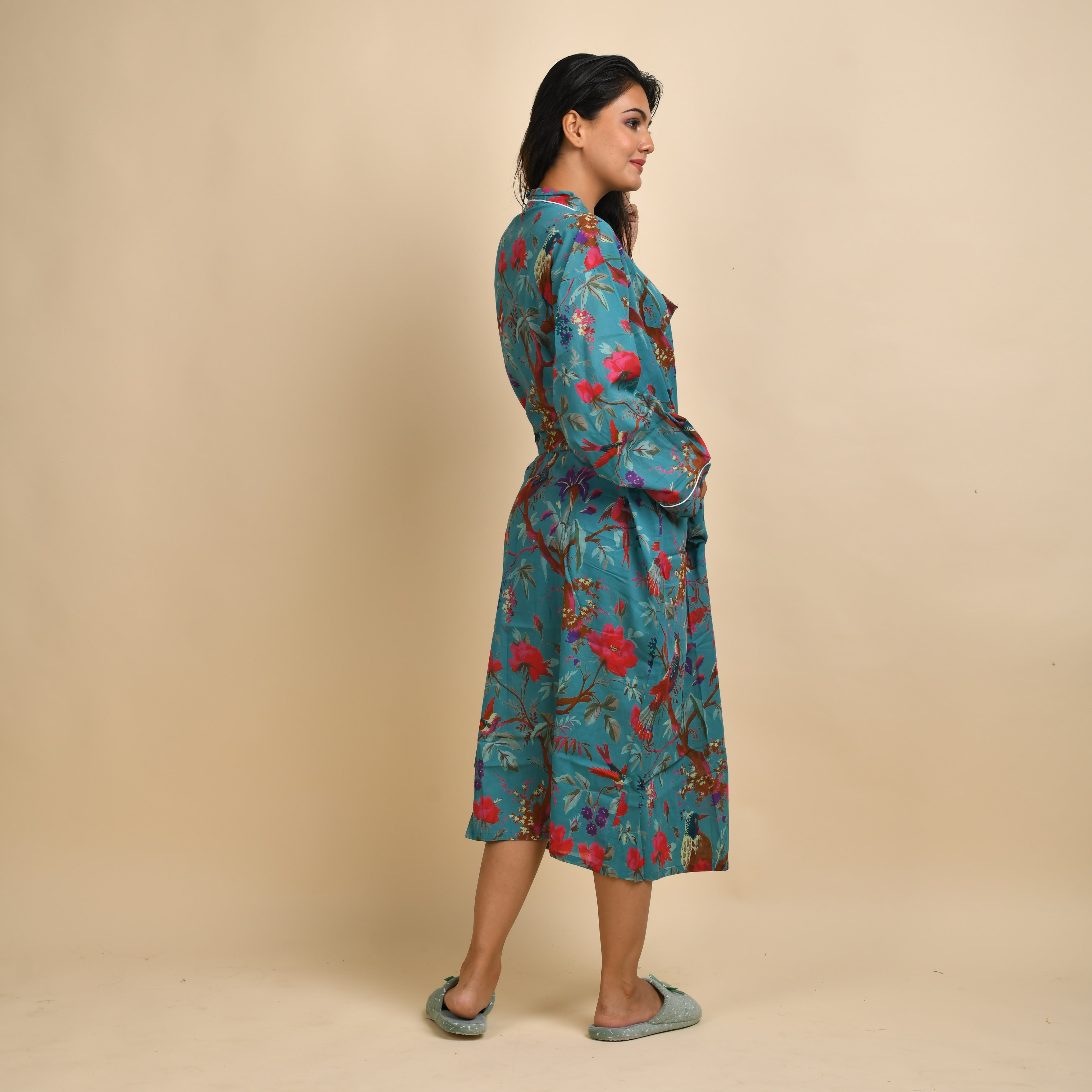 Teal  GREEN Couple Pure Cotton kimono robe