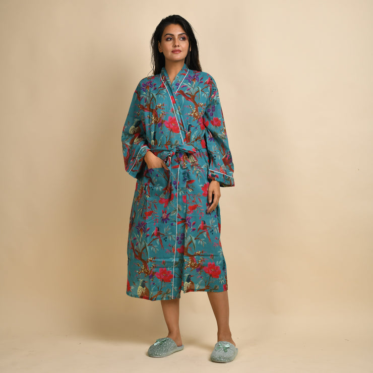 Teal  GREEN Couple Pure Cotton kimono robe