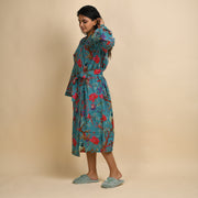 Teal Pure Cotton kimono robe