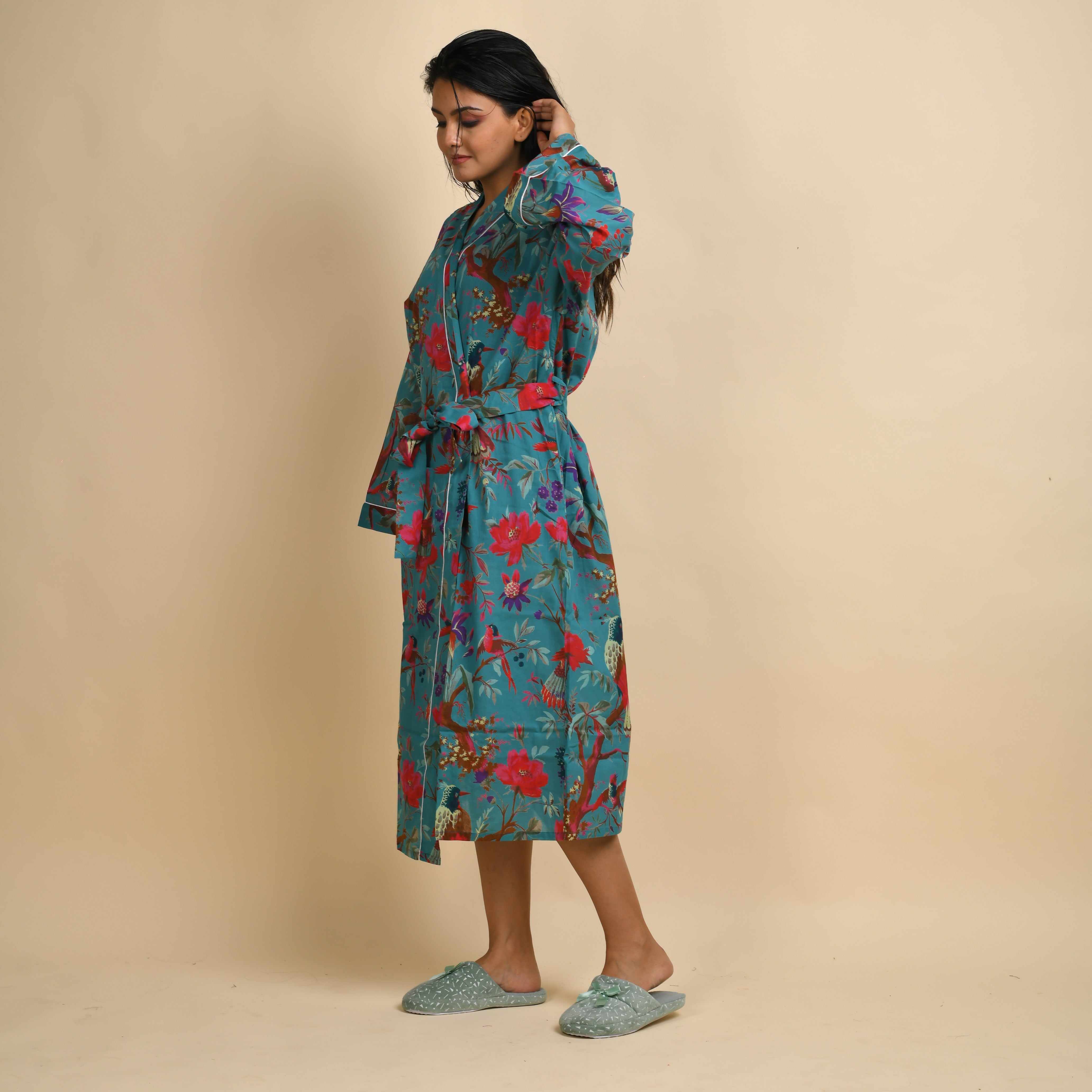 Teal  GREEN Couple Pure Cotton kimono robe