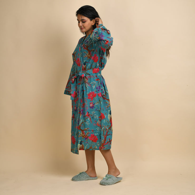 Teal  GREEN Couple Pure Cotton kimono robe