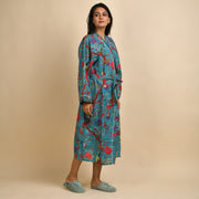 Teal Pure Cotton kimono robe