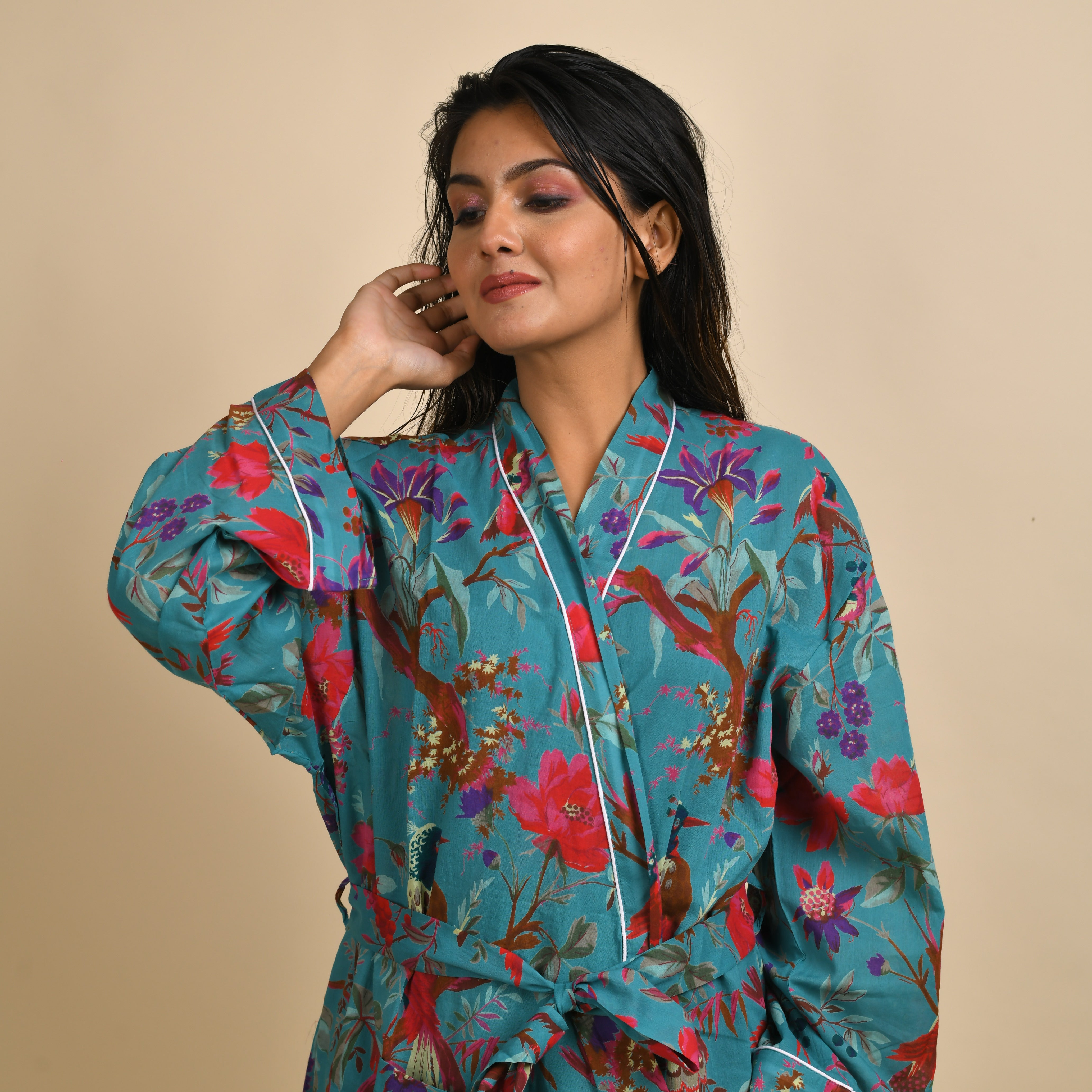 Teal  GREEN Couple Pure Cotton kimono robe