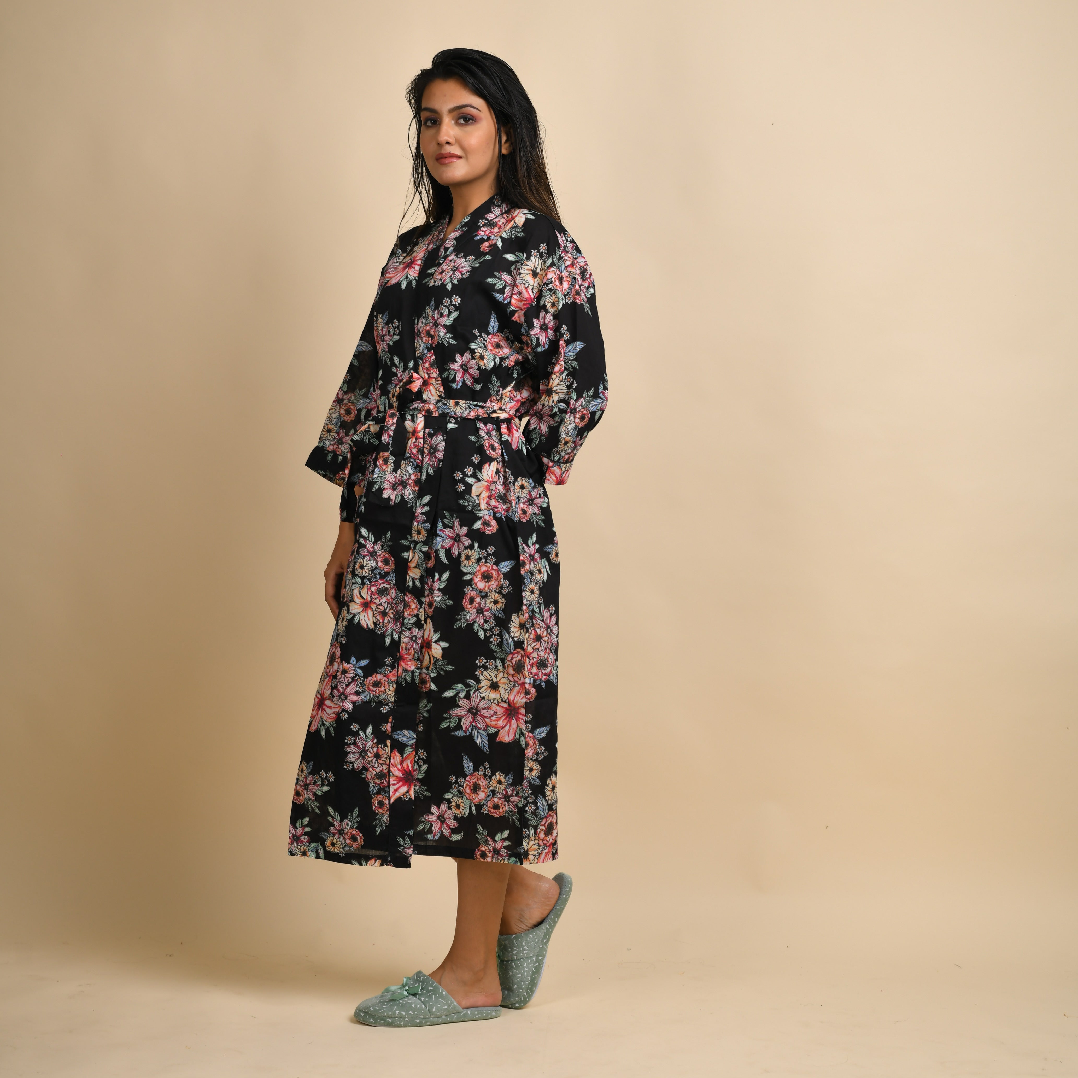 Set of 2 Cotton Hand printed kimono robe