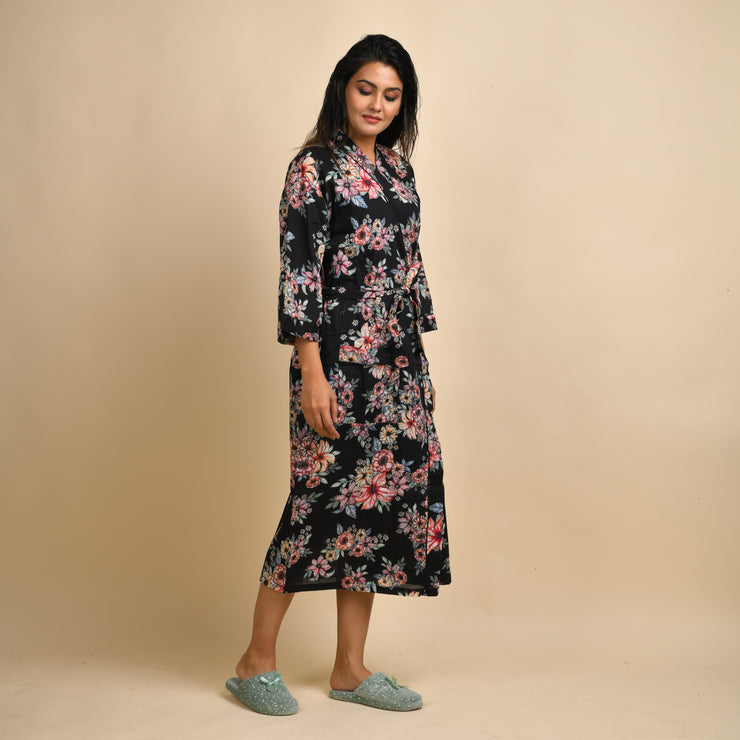 Set of 2 Cotton Hand printed kimono robe