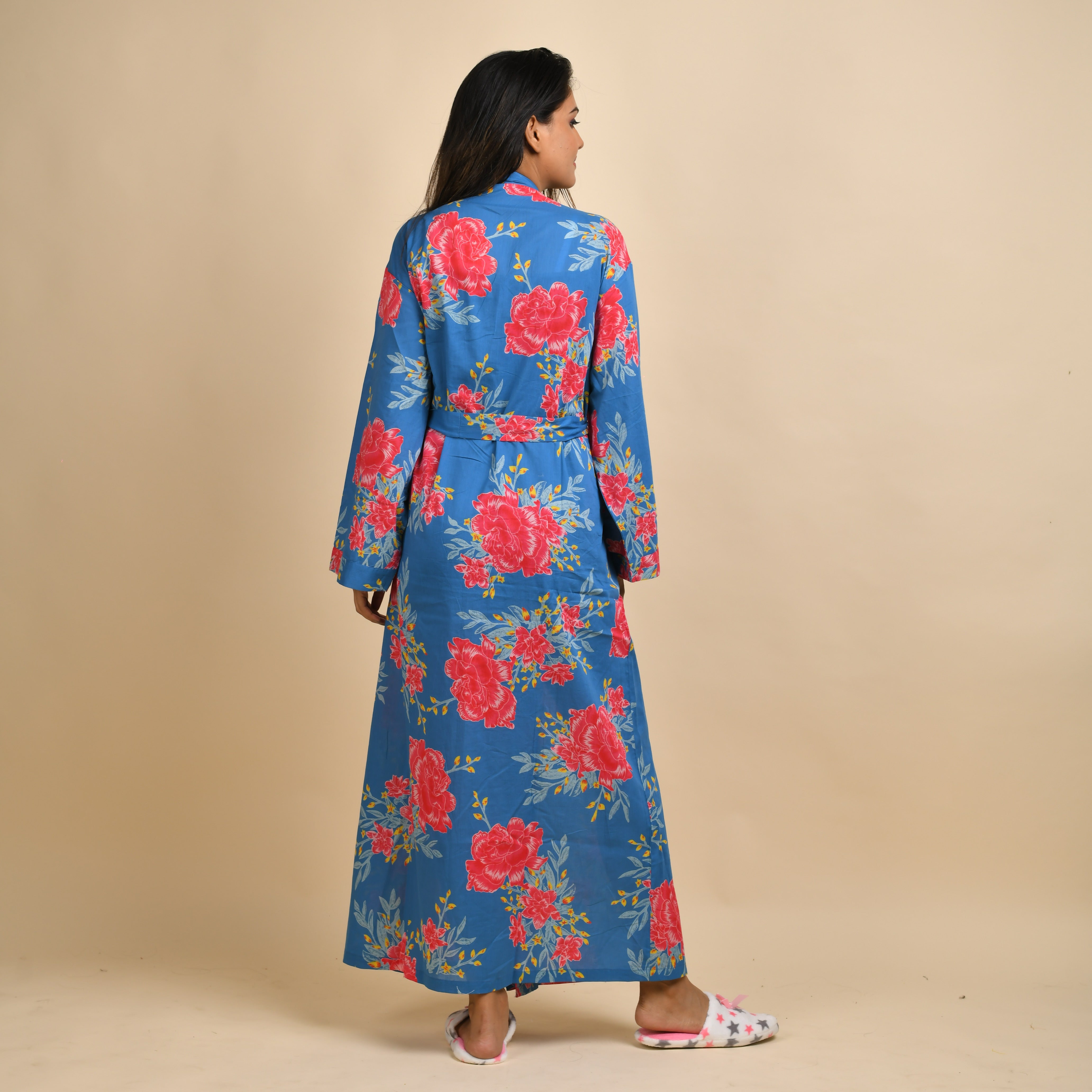 Set of 2 Cotton Hand printed kimono robe