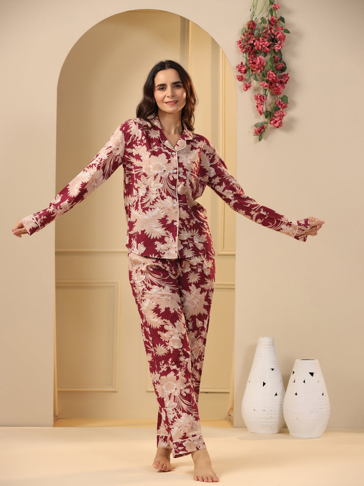 Red night suit cotton deals