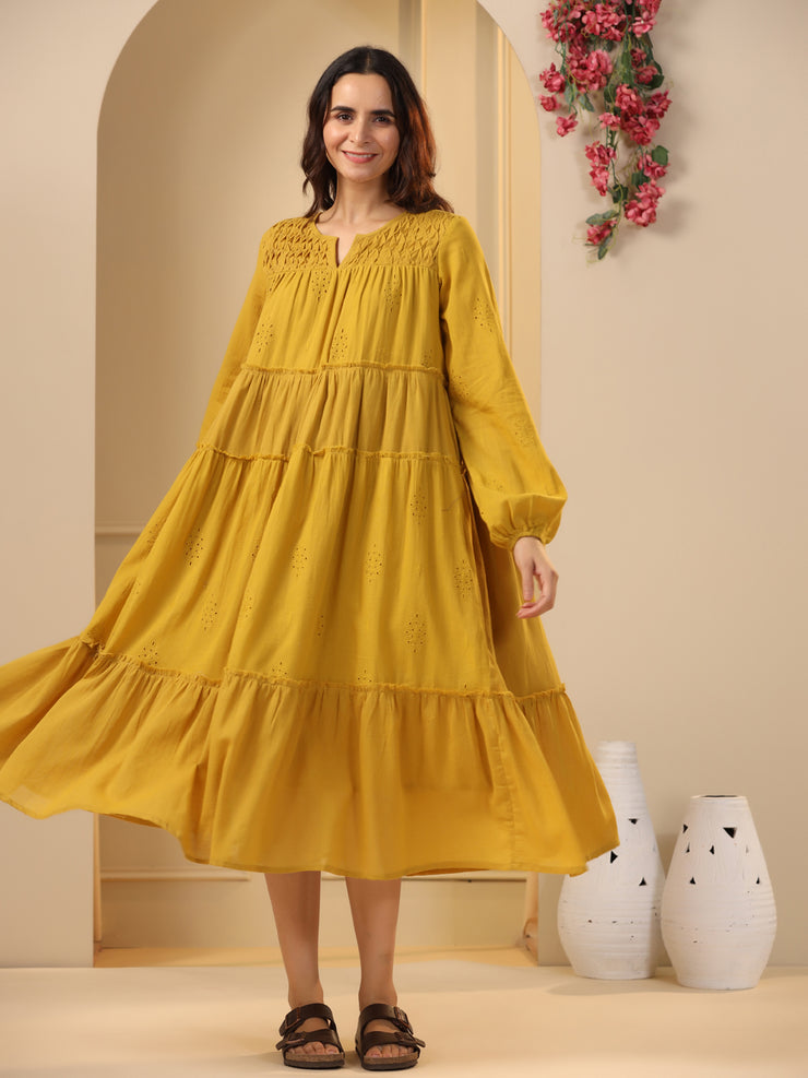 Mustard Fit & Flare Maxi Dress