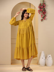 Mustard Fit & Flare Maxi Dress