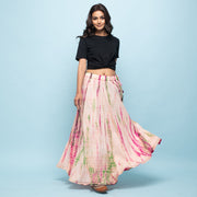 Rang Deep Women Pink Cream Long Tyi-dye Skirt Skirt