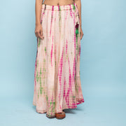 Rang Deep Women Pink Cream Long Tyi-dye Skirt Skirt