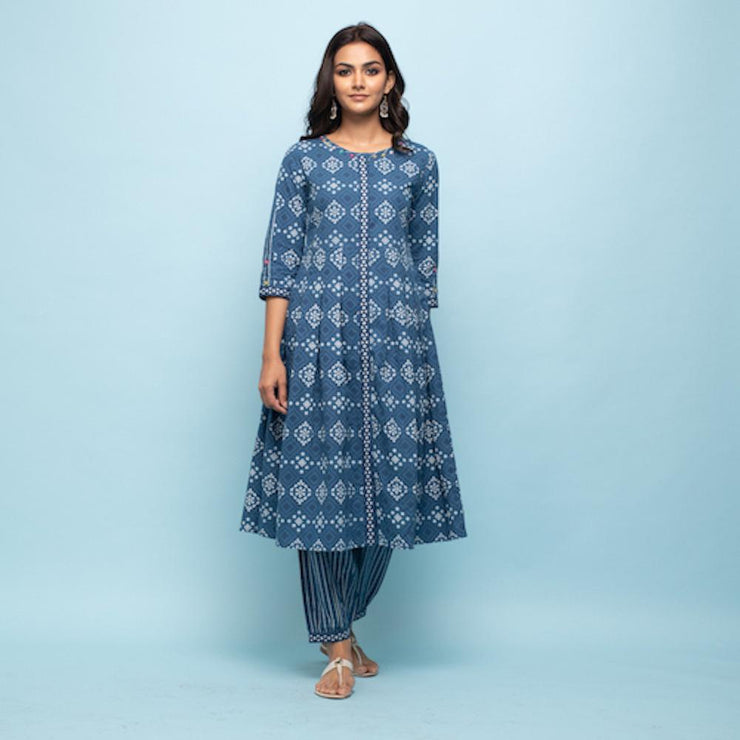 Rang Deep Women Set of Indigo Cotton Kurta with Palazzo