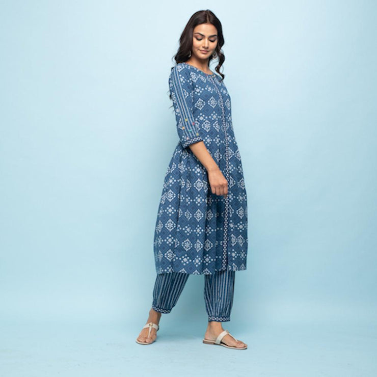 Rang Deep Women Set of Indigo Cotton Kurta with Palazzo