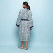 Triangle print indigo Cotton Hand printed kimono robe