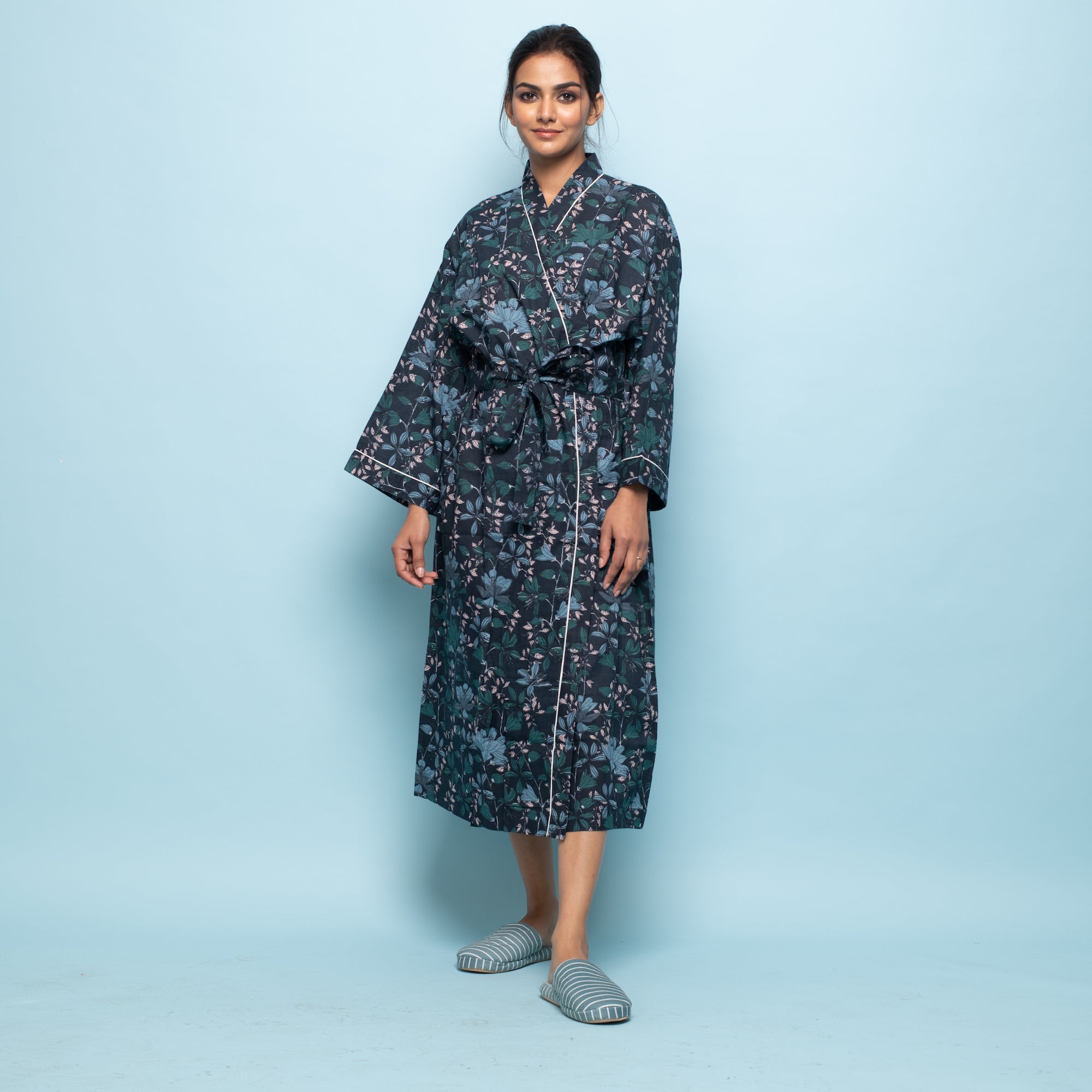 Navy Couple Pure Cotton kimono robe