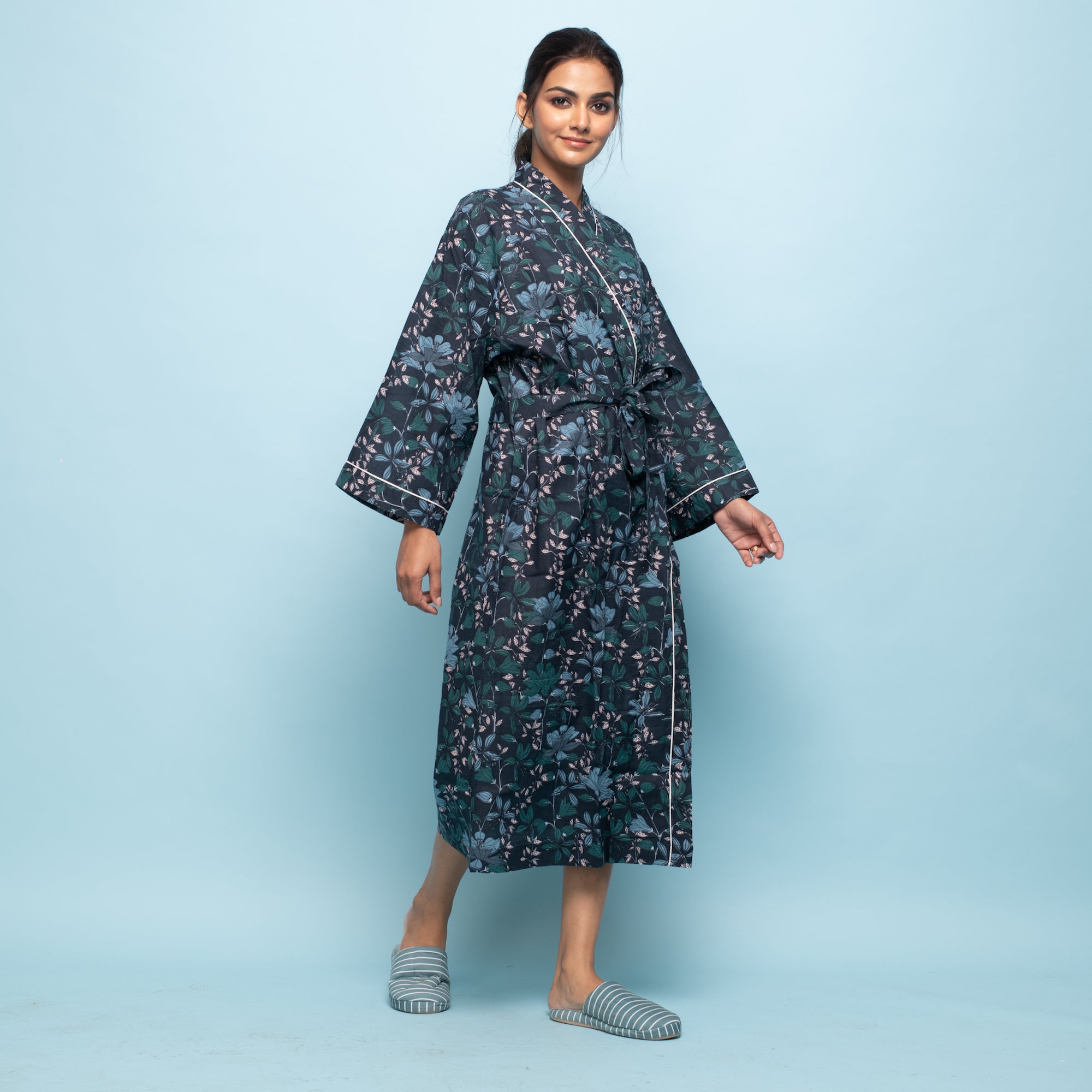 Navy Couple Pure Cotton kimono robe