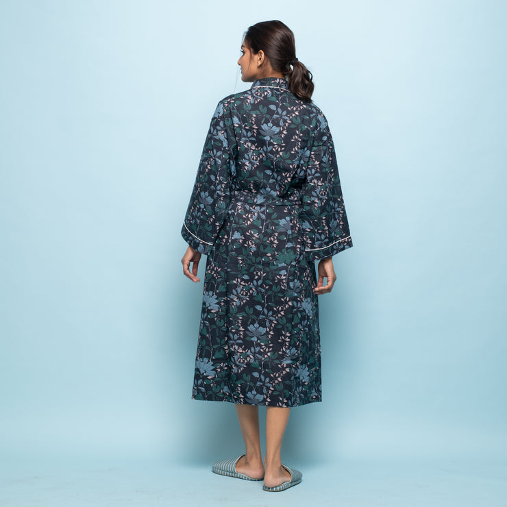 Navy Couple Pure Cotton kimono robe