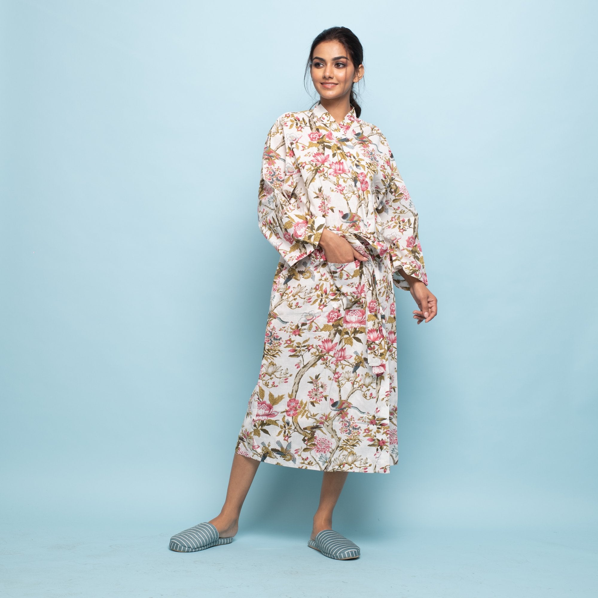 Set of 2 Comfy Cotton Hand printed kimono robe