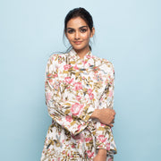PINK FLORAL Cotton Hand printed kimono robe