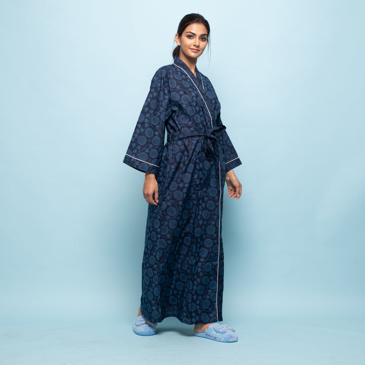 Indigo Cotton kimono robe
