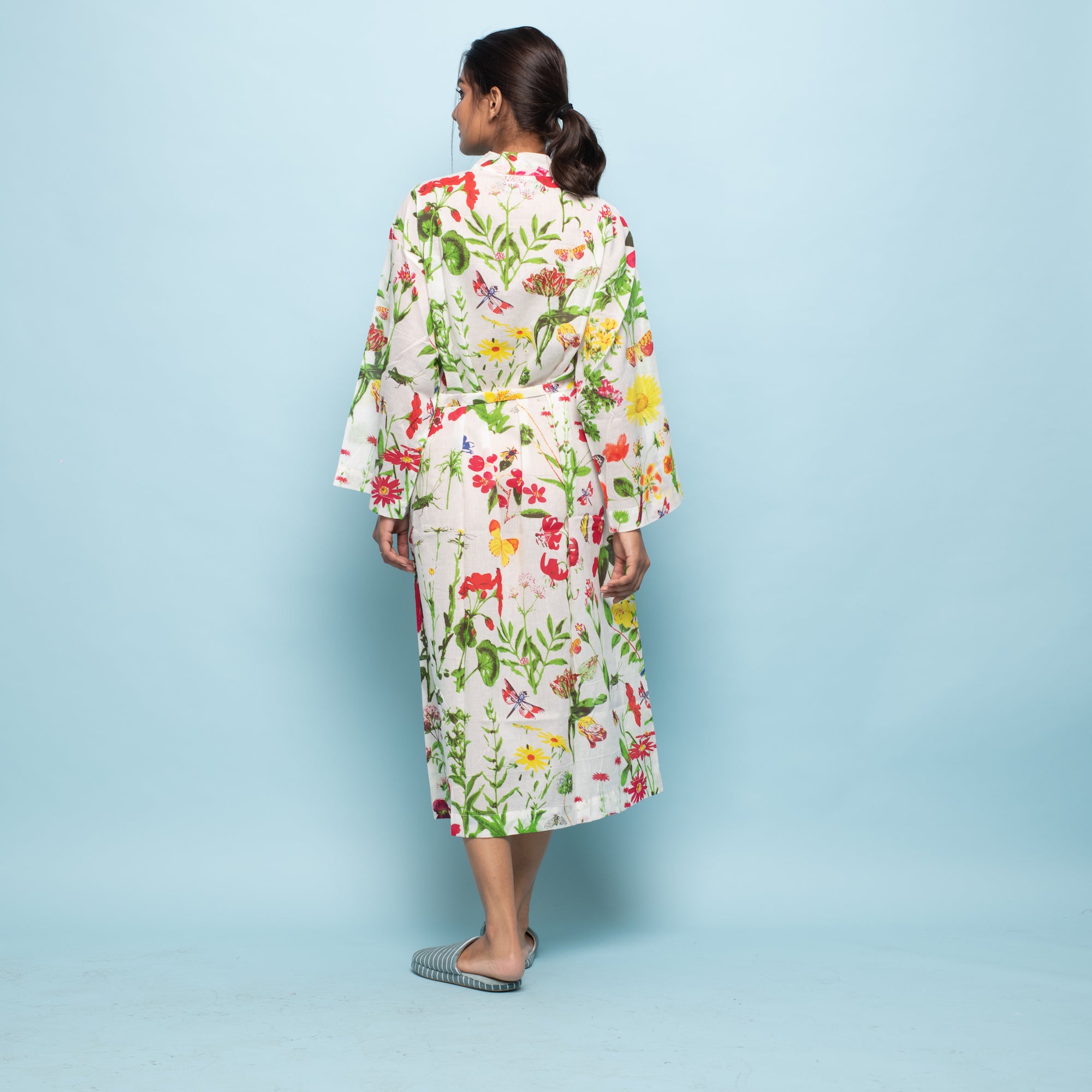 Set of 2 Cotton Hand printed kimono robe