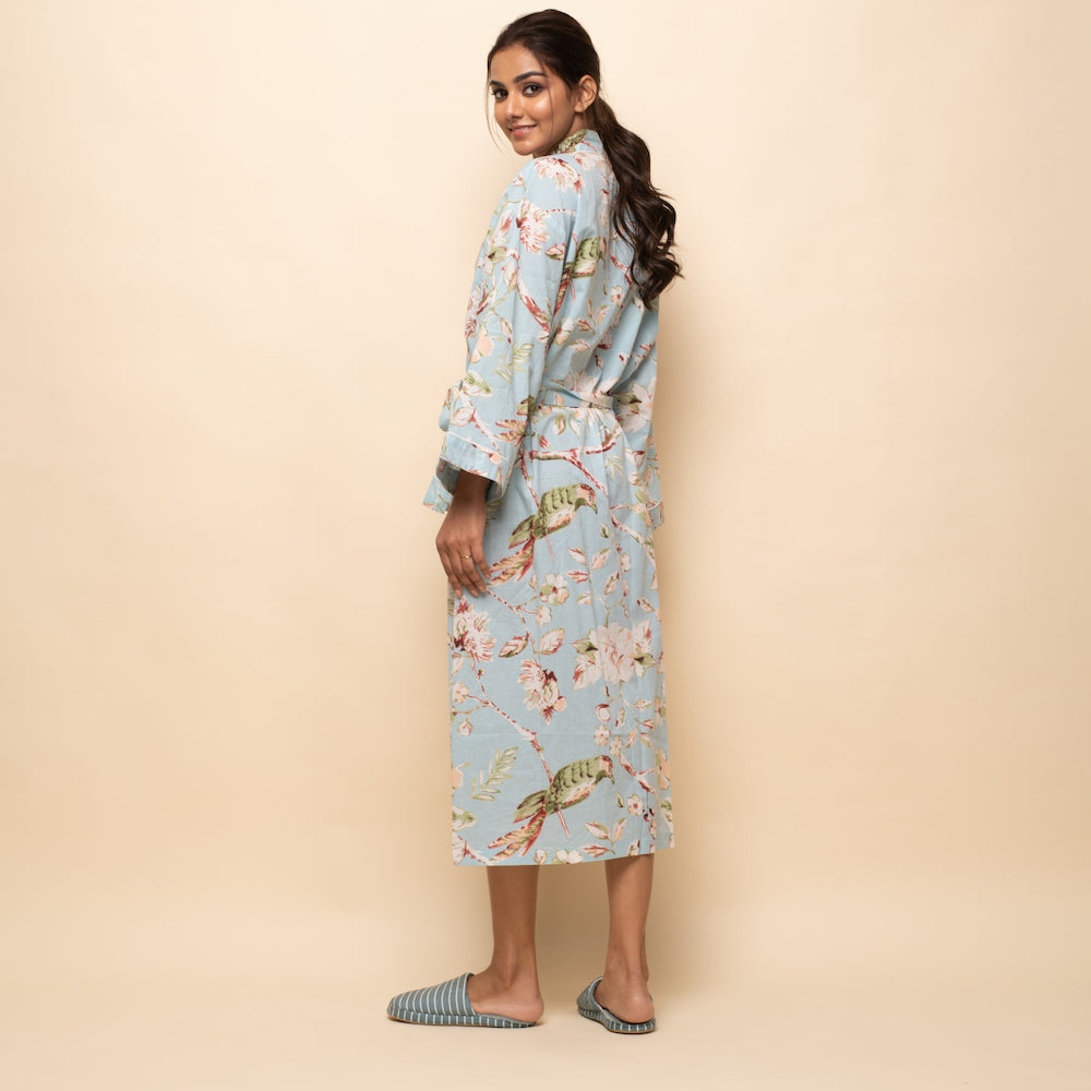 Set of 2 Cotton Hand printed kimono robe