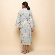 Sky blue Cotton Hand printed Couple kimono robe