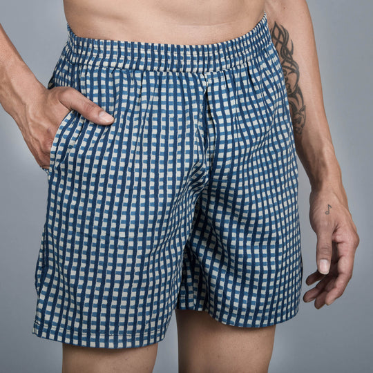 Sanskruti homes Blue Checks Men Boxer