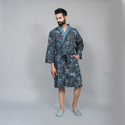 Navy Men Pure Cotton kimono robe