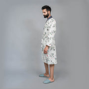 White Cotton Hand printed kimono robe