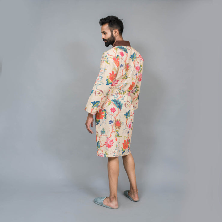 Men Multi-color Pure Cotton kimono robe