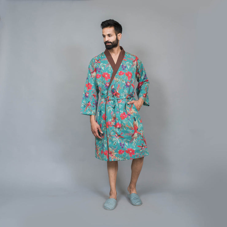Teal  GREEN Couple Pure Cotton kimono robe