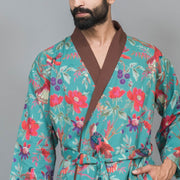 Teal  GREEN Couple Pure Cotton kimono robe