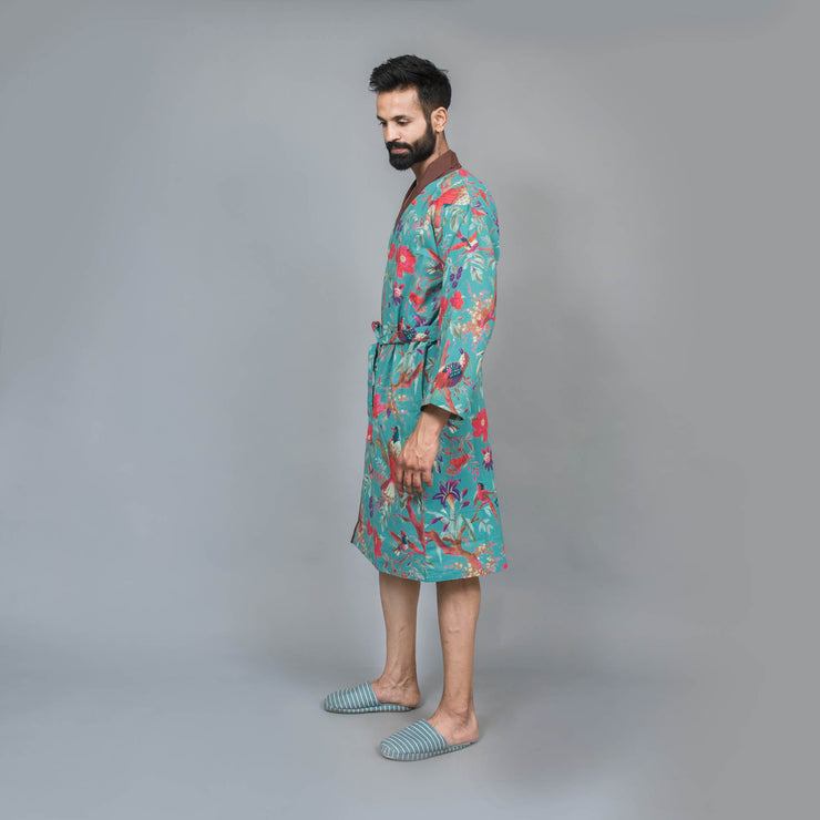 Teal  GREEN Couple Pure Cotton kimono robe