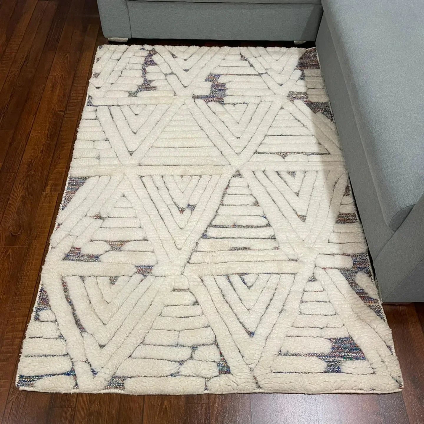 Hand-weaved Turkish Indigo soft Cotton wool Rug - SanskrutiHomes 