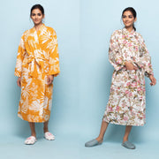 Set of 2 Comfy Cotton Hand printed kimono robe